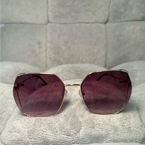 Charriol Gold-Tone Frame Sunglasses with Purple Gradient Lenses